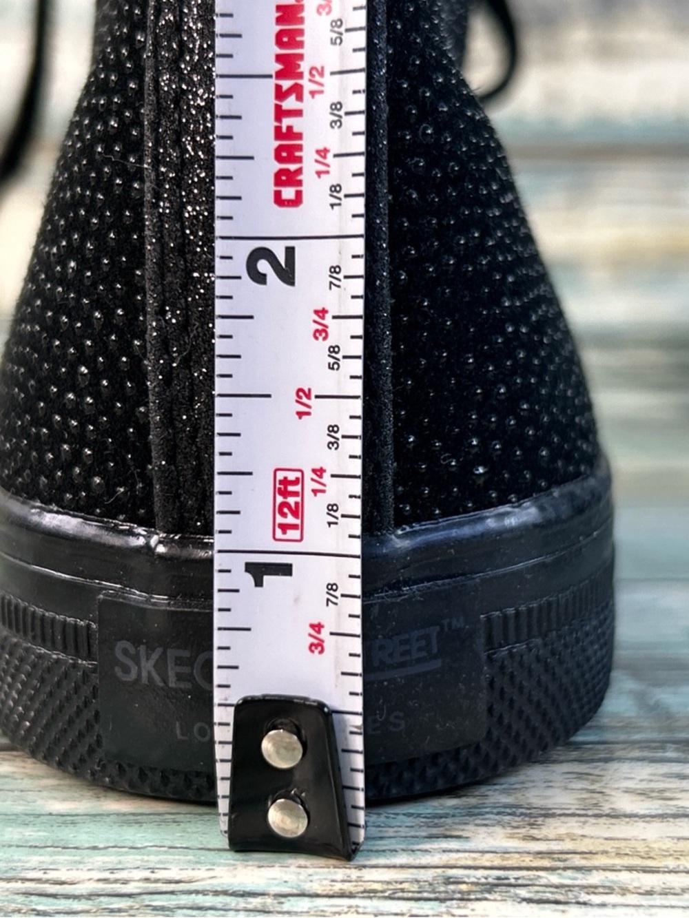 Skechers Street LA High Top Sneakers Womens 8 Black Textured Leather Tennis Shoe - Picture 13 of 14